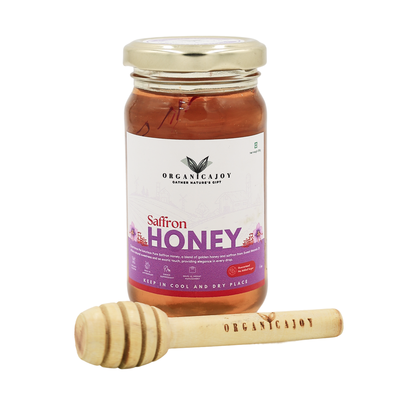 Premium saffron honey jar – pure organic honey with saffron by OrganicaJoy