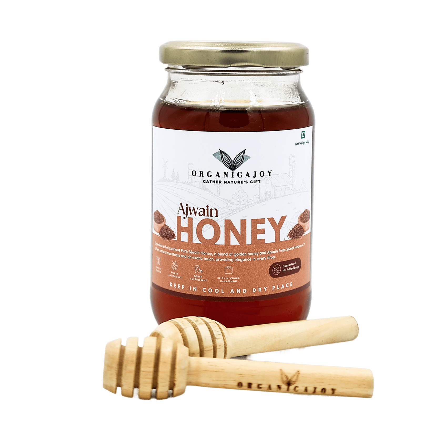 Pure ajwain honey jar for digestion support by OrganicaJoy