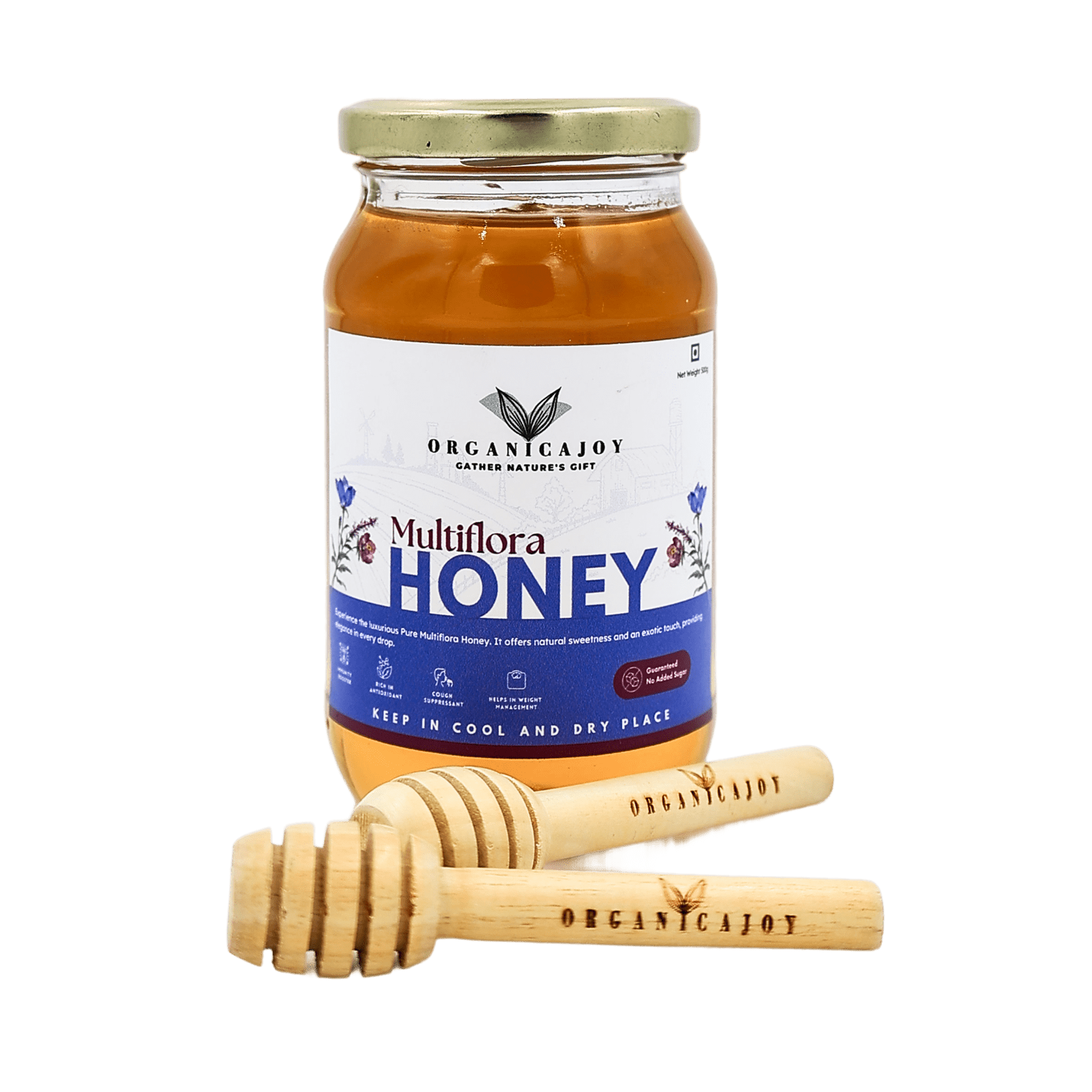 Organic multiflora honey jar for natural health by OrganicaJoy