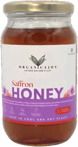 saffron honey bottle – luxury raw organic honey blend